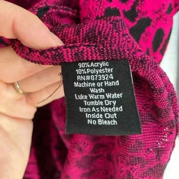 Misook Knit Open Front Jacket Cardigan Topper Medium M Black Pink Preppy Career - Picture 8 of 9